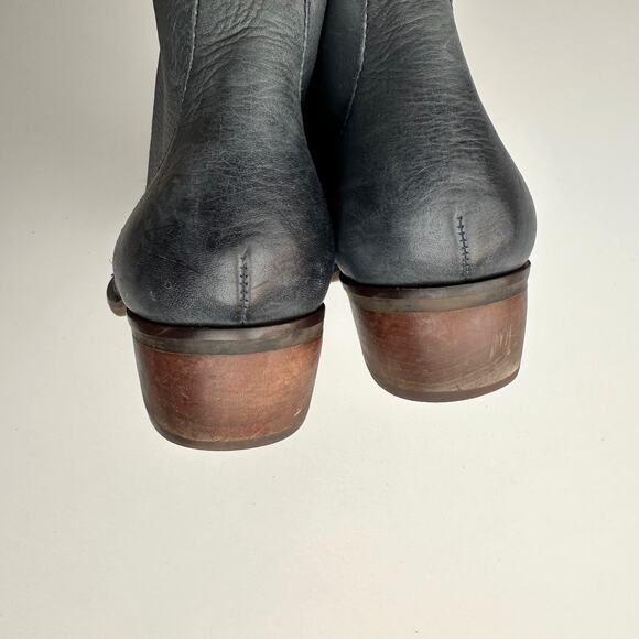 Latigo Isaac Chukka Two Hole Lace Up Wood Heel Navy Gray Booties 9 - Picture 4 of 7